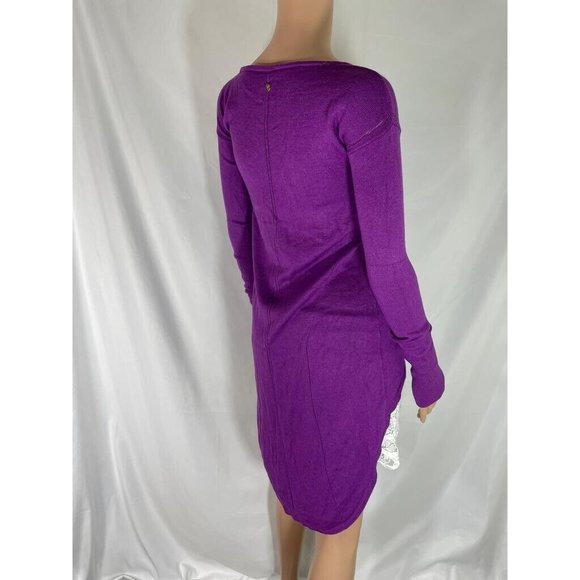 Marciano Women's Sweater Pullover Tunic Purple Wool Long Sleeves Round Neck XS - Picture 6 of 12